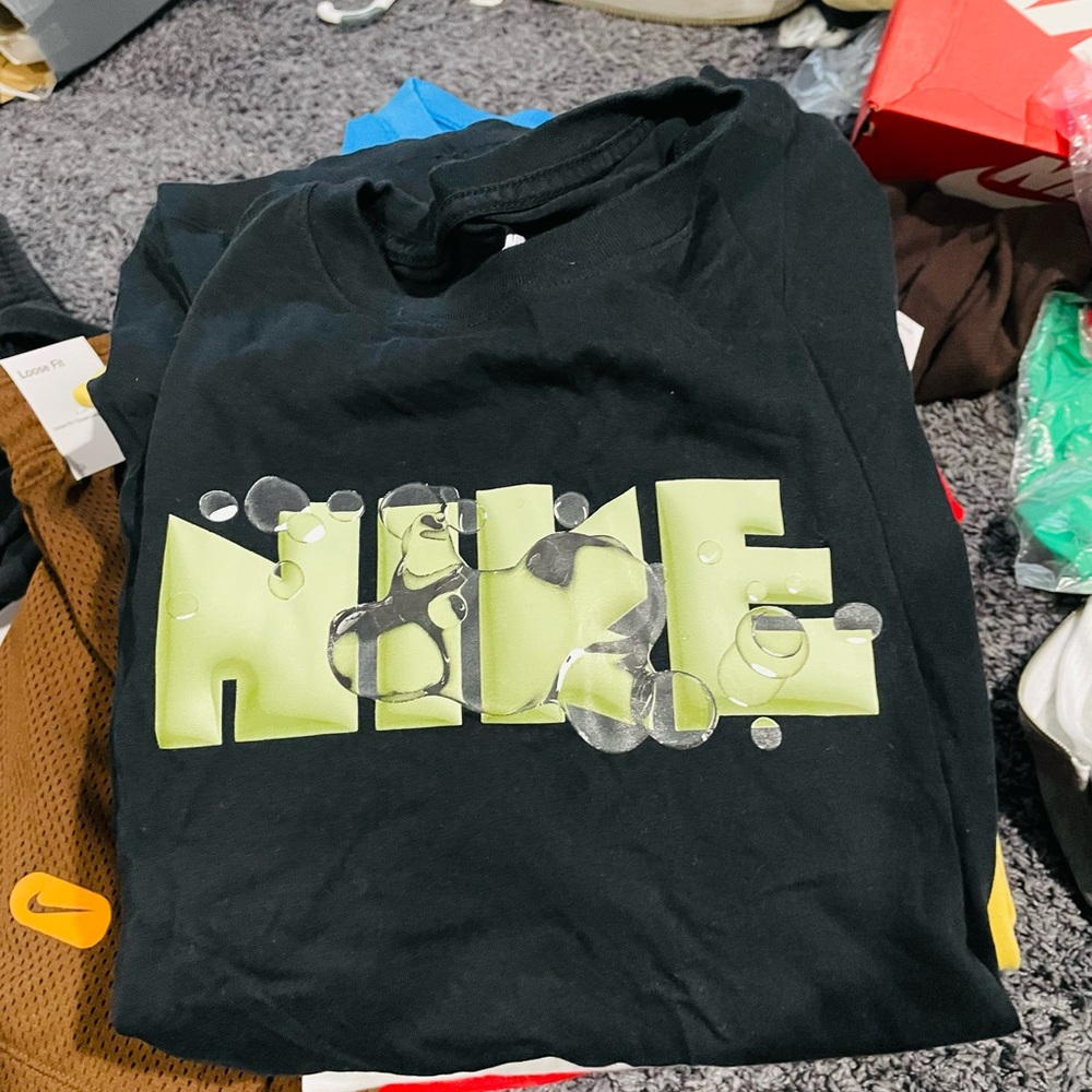 Nike Black Tee with Neon Green Logo